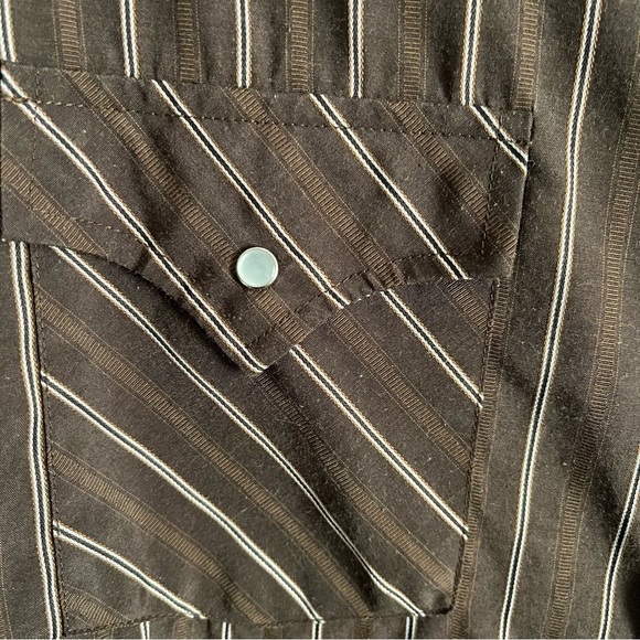Ely Cattleman men’s vintage pearl snap shirt brown with white stripes size XL - Picture 4 of 8